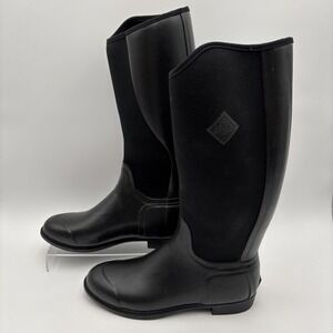 Muck Boots Women's Derby Tall Pull On Waterproof Wellington Boot, Black, Size 10